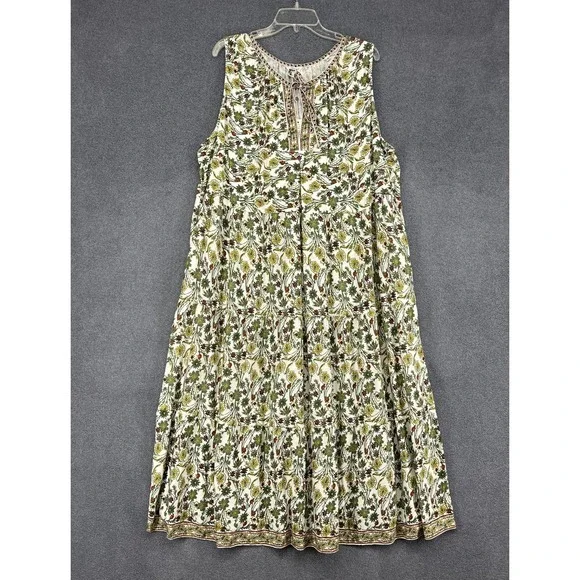 Max Studio Maxi Dress Plus 3X Sleeveless Tiered Floral Green Beach cottage $168 - Picture 1 of 13